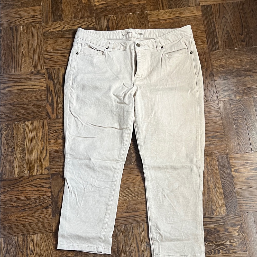 Michael Kors Beige Cropped Skinny Jeans